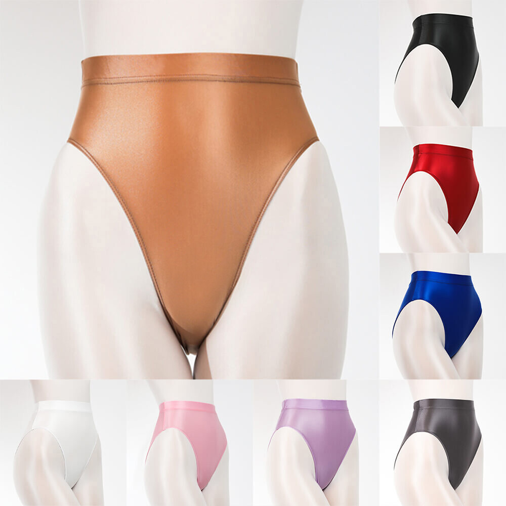 Womens Mens Silky Shiny Satin Glossy Wet Look Knickers Briefs Underwear Panties
