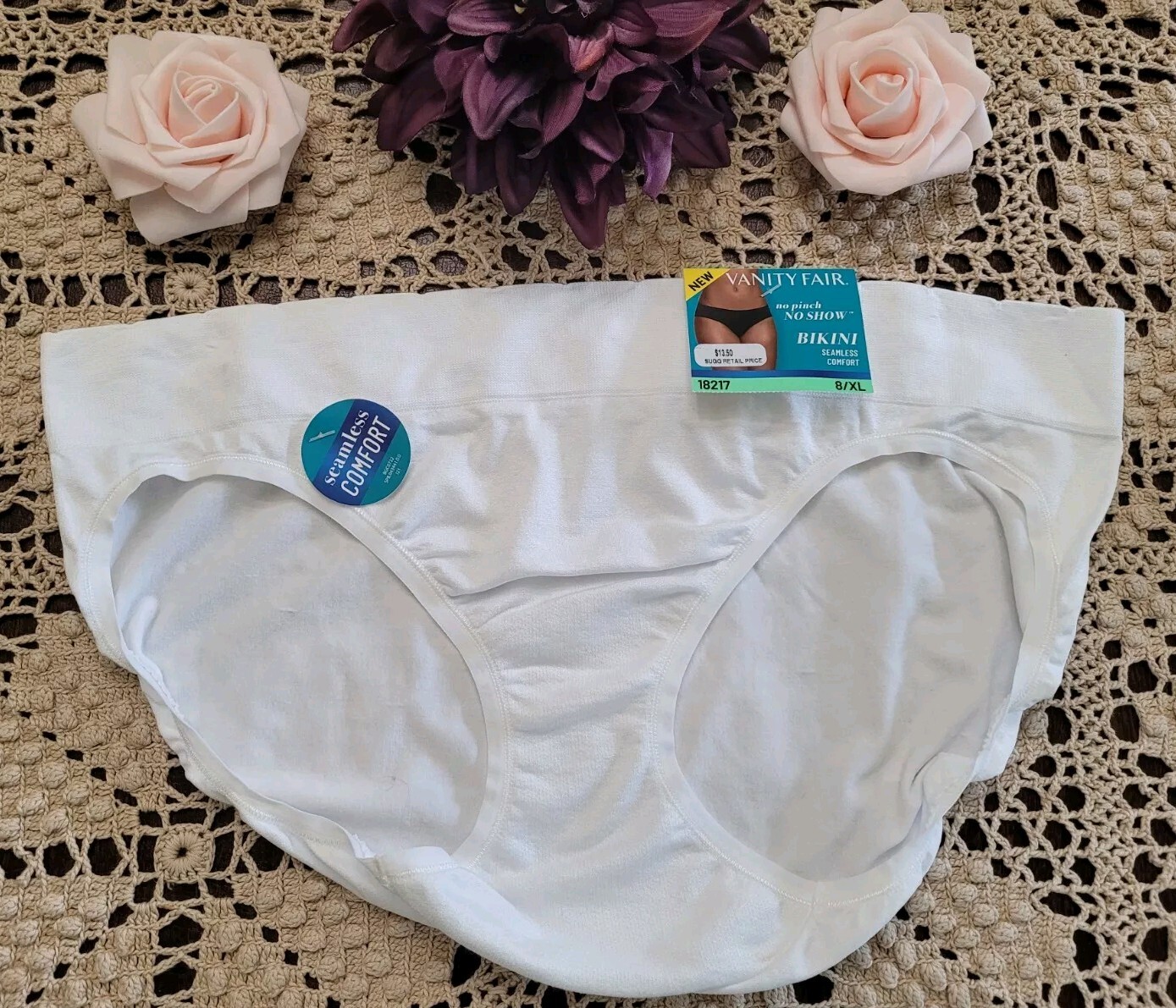 VANITY FAIR #18217 NO PINCH NO SHOW SEAMLESS BIKINI PANTIES 6/M $13.50