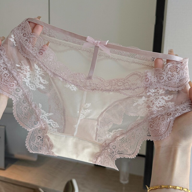 4 Pack Lot Sexy Womens Satin Panties Briefs Sheer Lace French Underwear Intimate