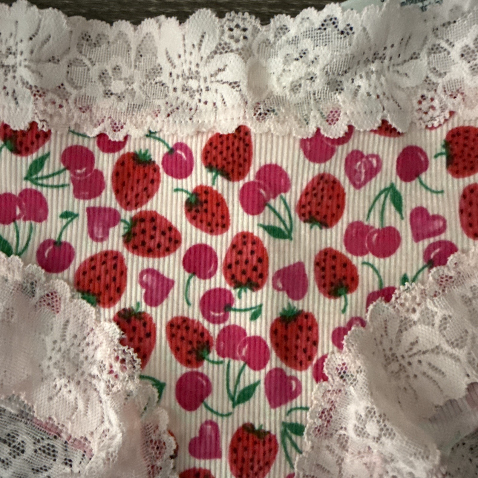 Pink By Victoria’s Secret, Small Pink Lace, Trim, Fruits, Cheeky Panties