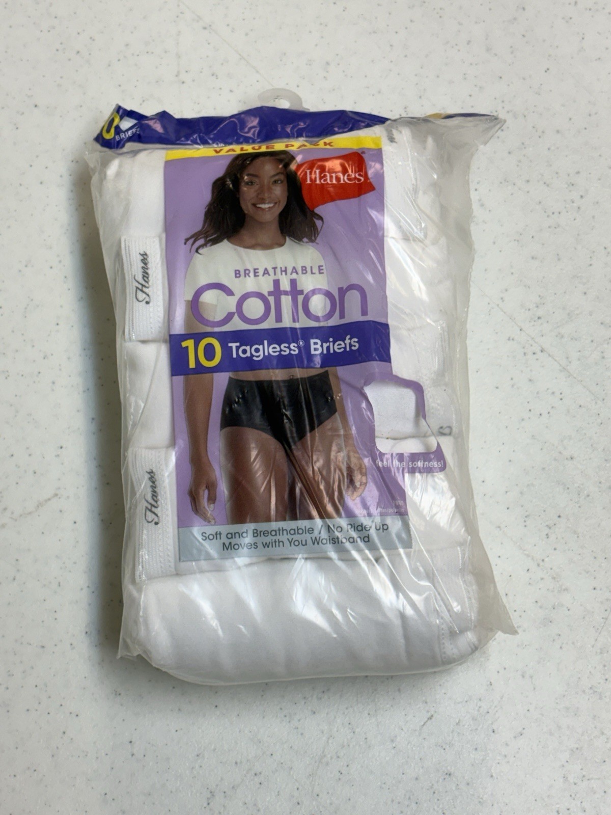 Hanes Women’s 10-Pack Breathable Cotton Tagless Briefs Panties White Size 7/L