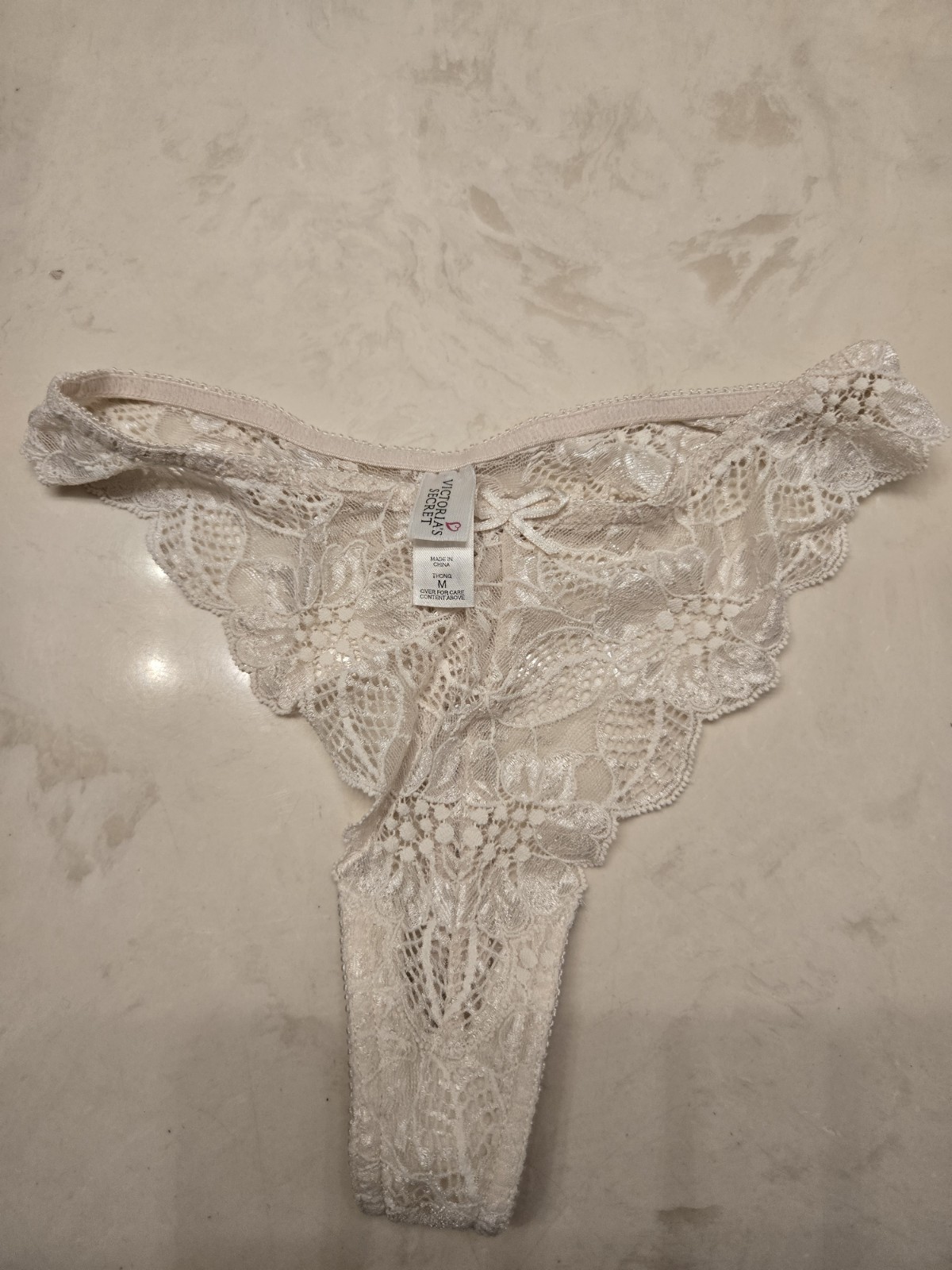 Vintage Victoria’s Secret White Lace Thong 1997 Size Medium