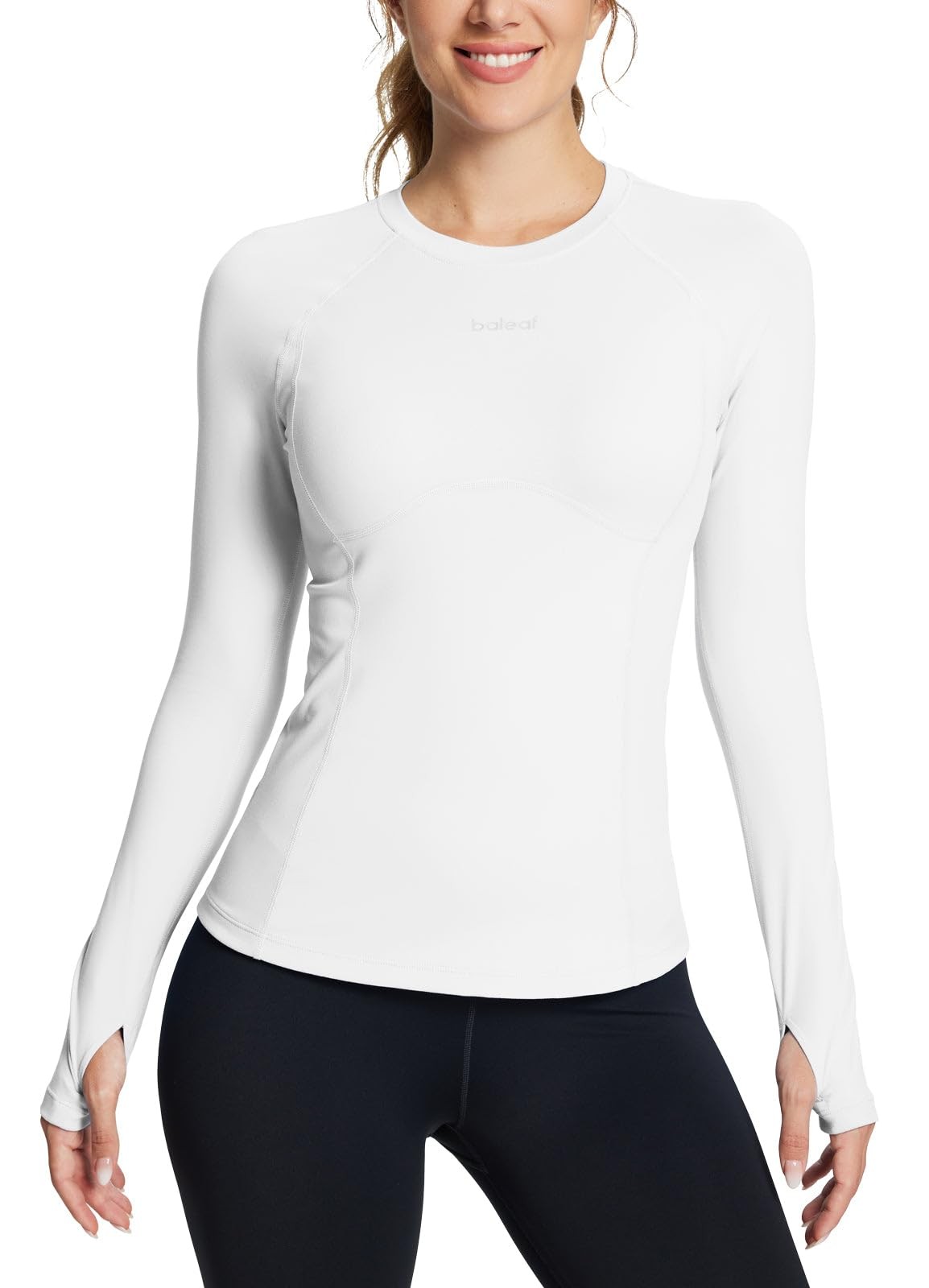 baleaf Women’s Long Sleeve Workout Tops Compression Running Shirts Fitted Ath…