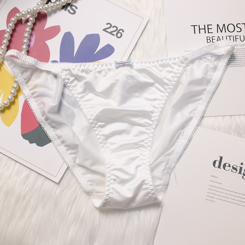 4PCS/LOT Sexy Womens Silky Satin Panties Underwear Bikinis Briefs Lingerie Soft