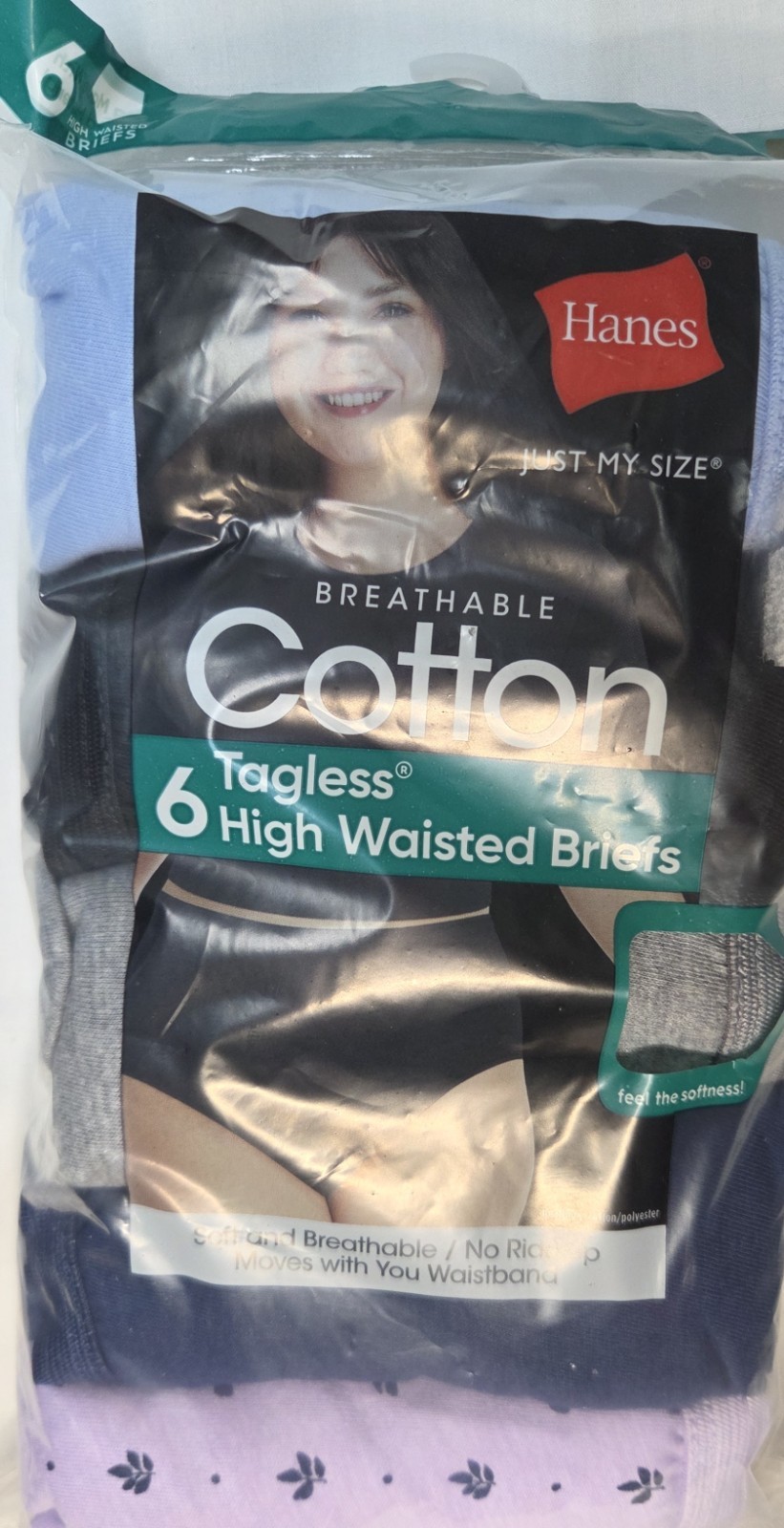 Hanes 6 Tagless High Waisted Briefs Underwear Womens 11/3X JMS Multicolor Cotton