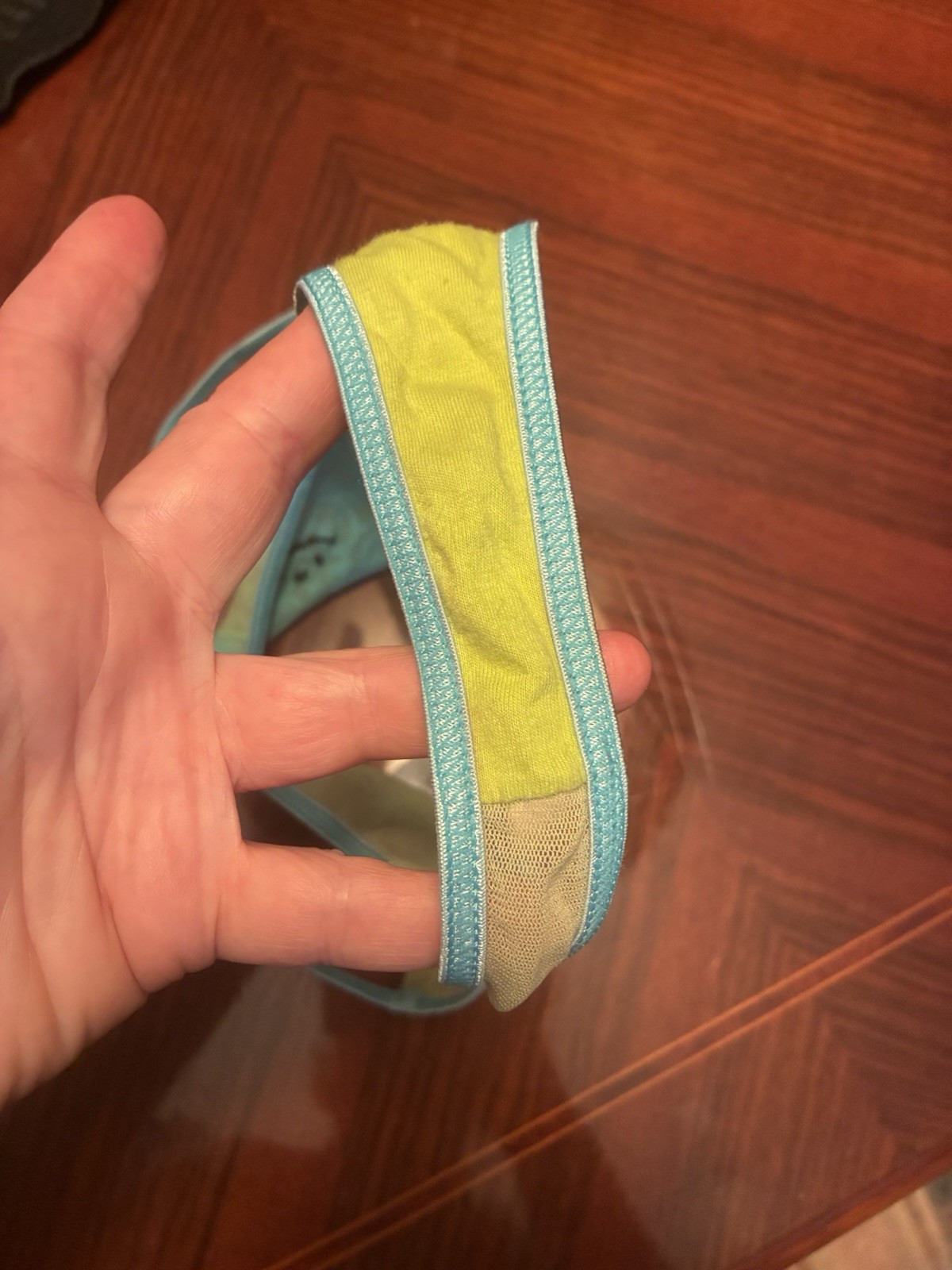 VTG NEW L Joe Boxer Lace Thong Panty Underwear Turquoise Blue Green Cotton Crtch