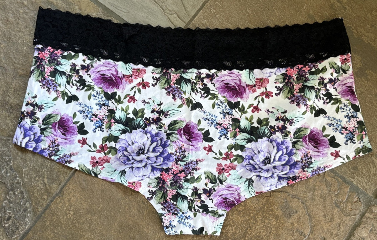 TORRID CURVE 4 (22/24) Roses with Black Lace Trim Hipster Panties #632 NWOT