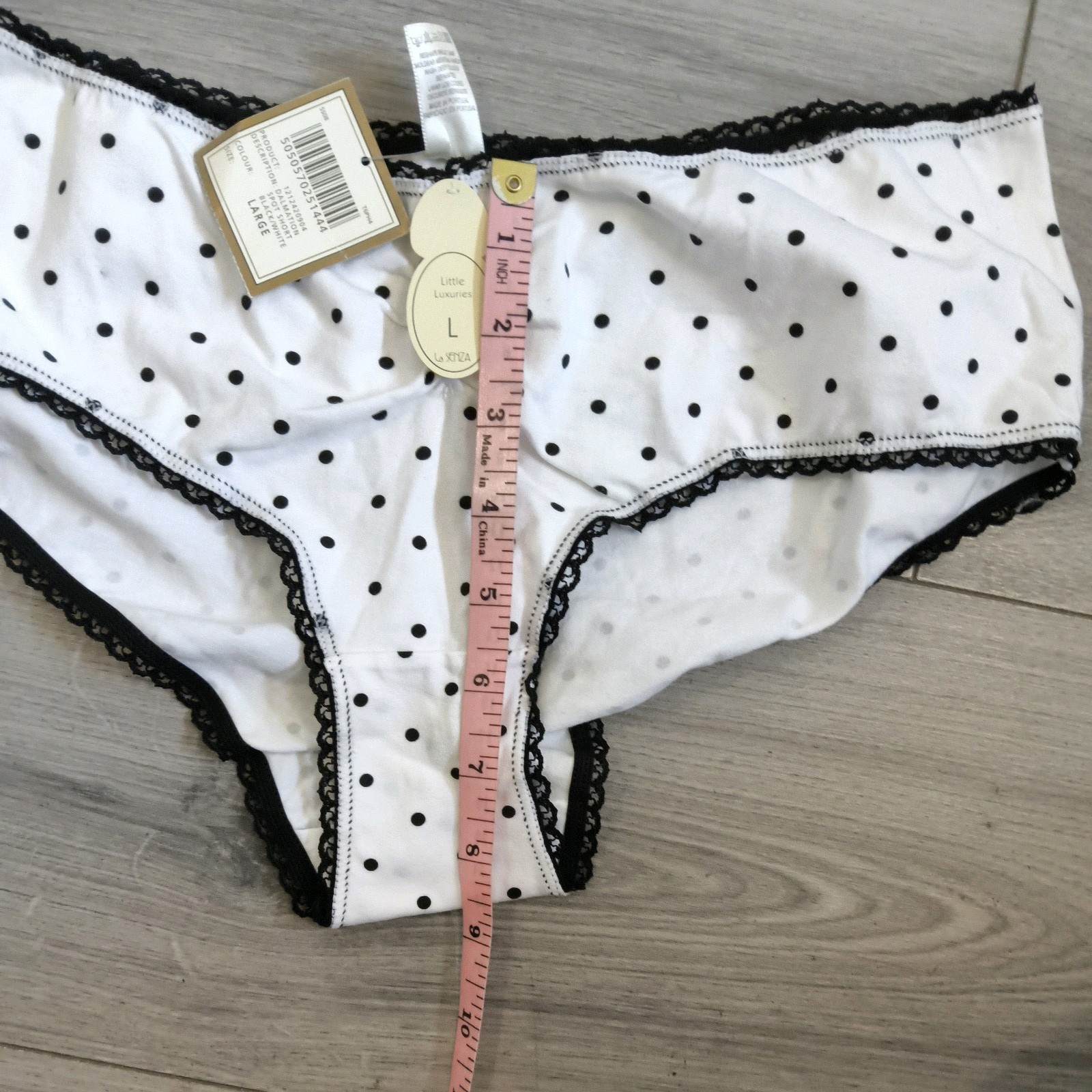 BNWT Vintage La Senza Black & White Dalmation Spot Shorts Style Panties Sz Large