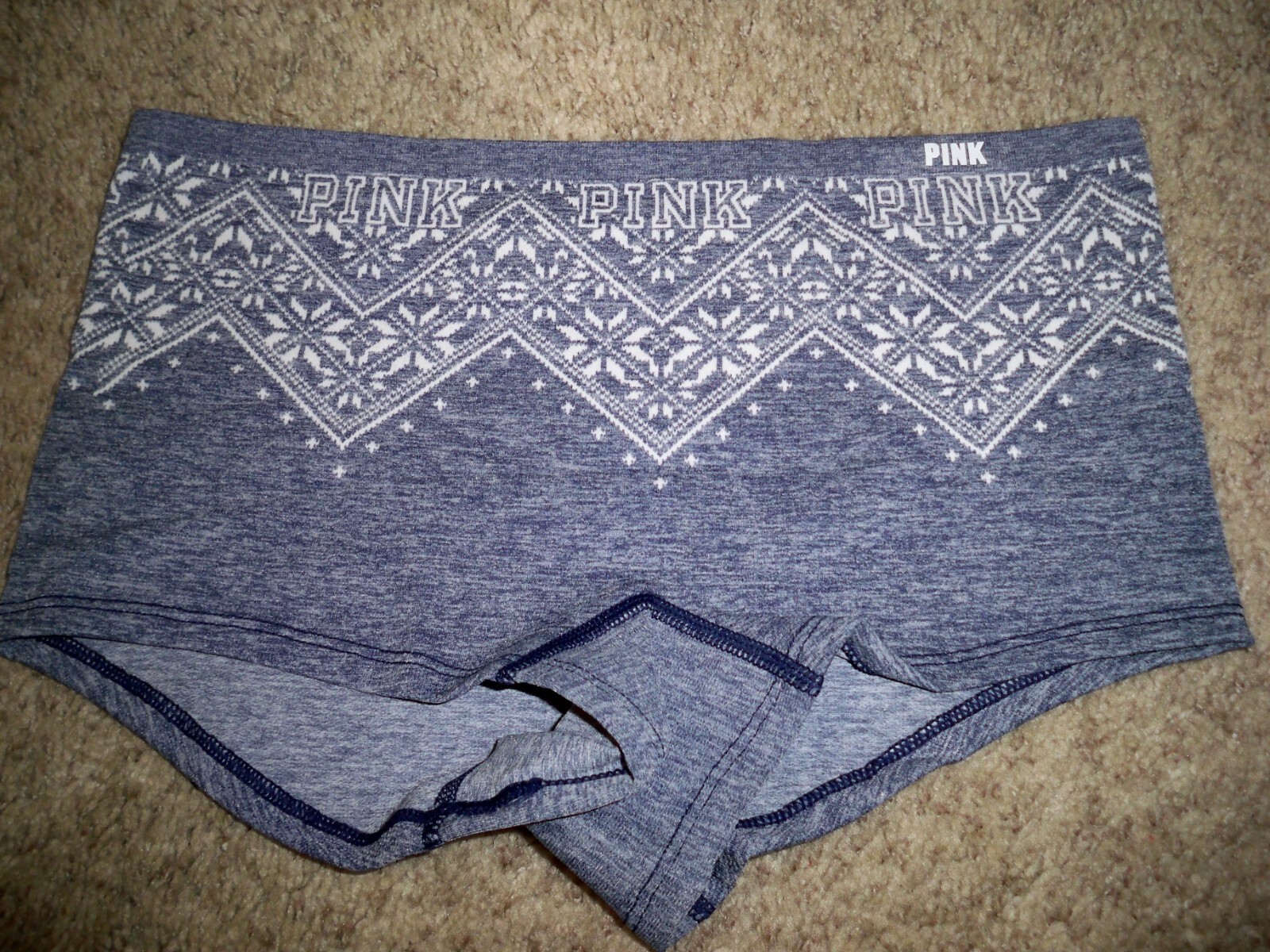 VICTORIAS SECRET BOYSHORT BLUE SNOWFLAKE LARGE NEW