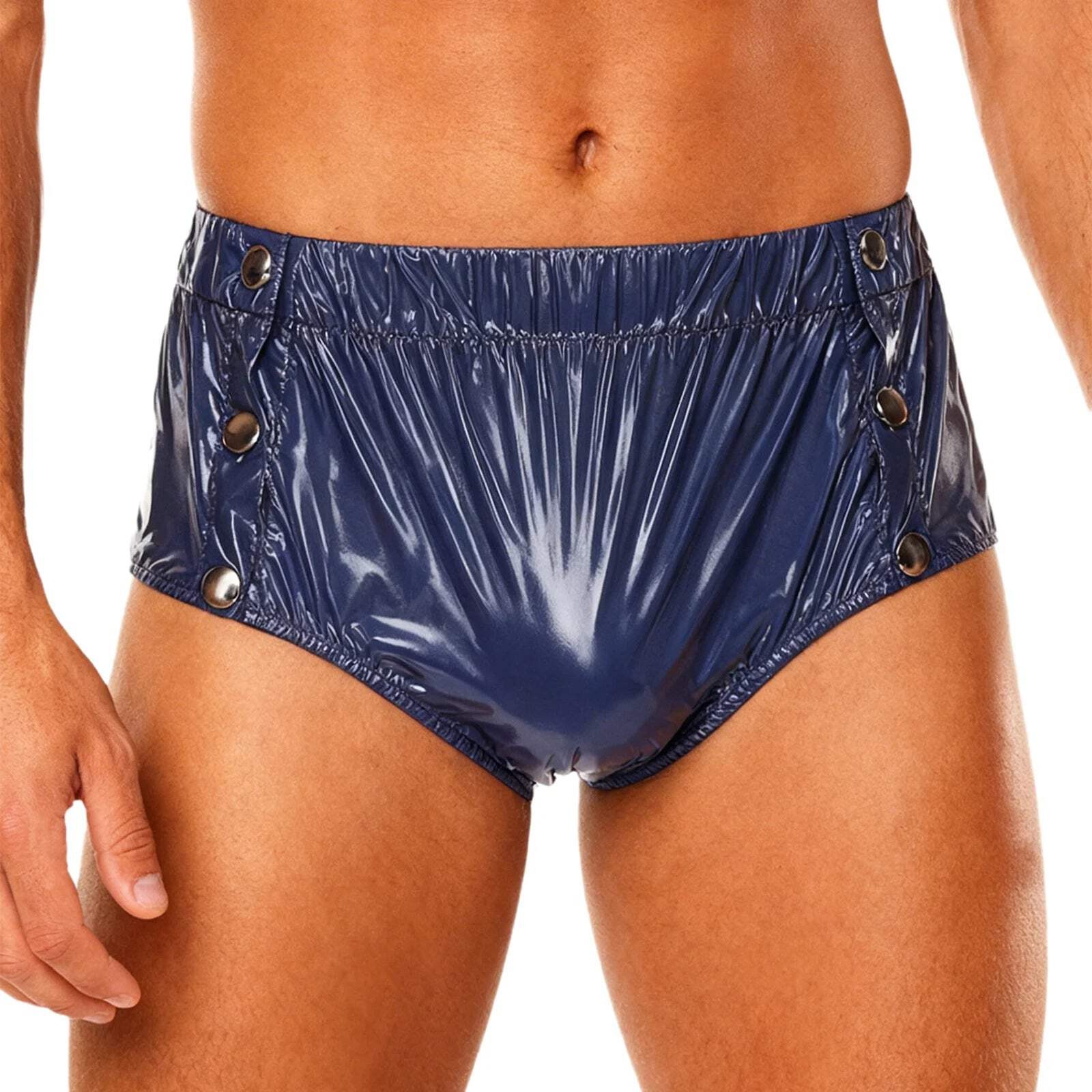 Mens Waterproof Diaper Cover Panties Elastic Waistband Glossy Briefs Leakproof E