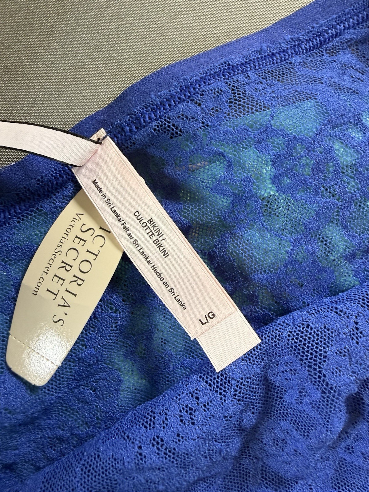 VTG Victoria’s Secret Lace Bikini Panty Lot Of 3 Blue Green 2014-2015 Large