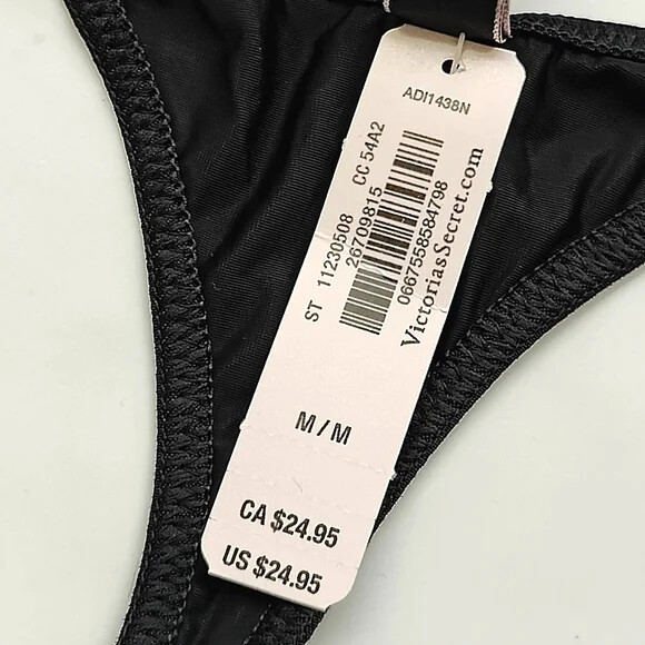 Victoria’s Secret Very Sexy Chain Strap Smooth Thong Panty Black Size M/L