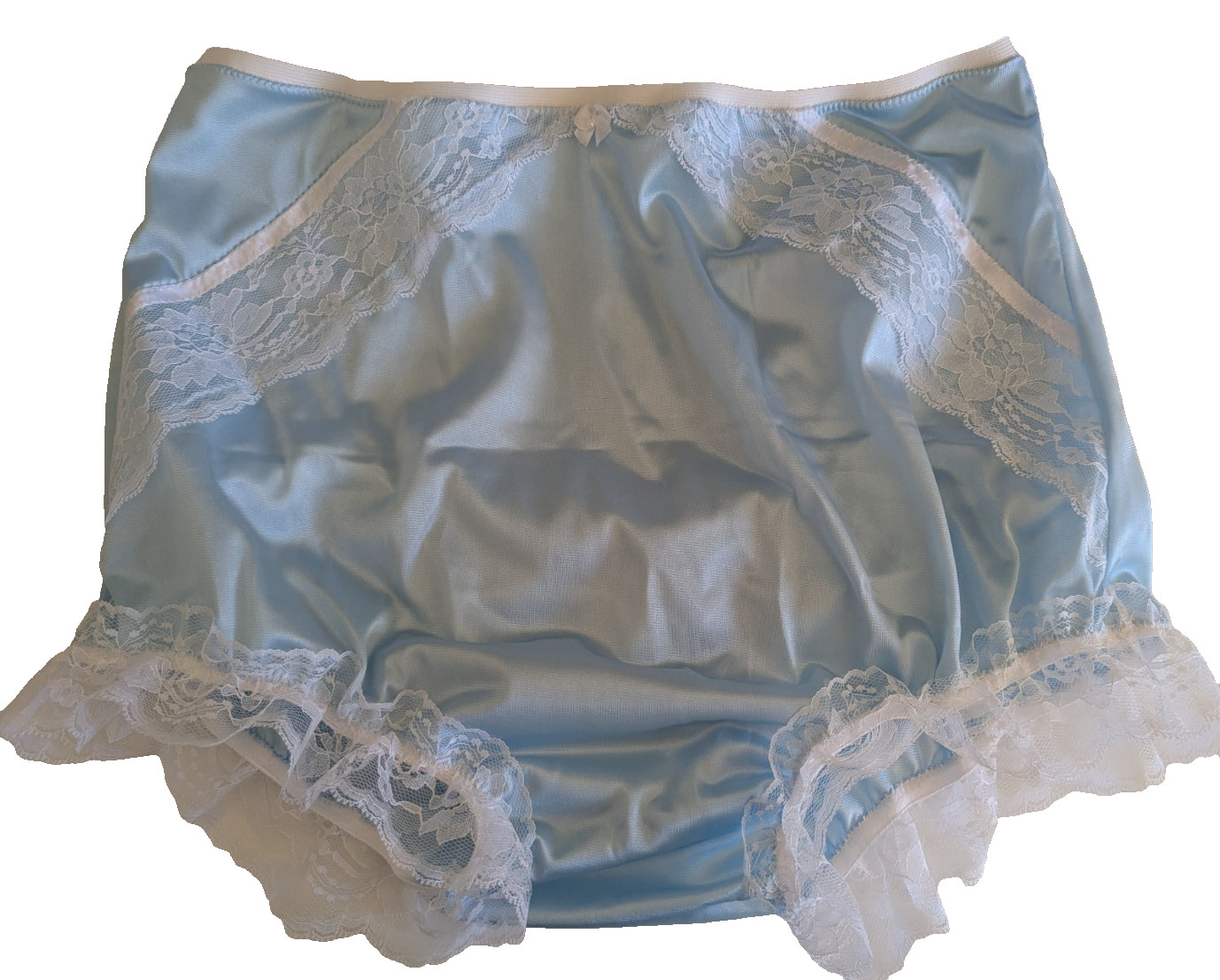 SKY BLUE Nylon Tricot LACY Bubble Bloomer & SISSY PANTY 2 LAYER 34-44 Waist **