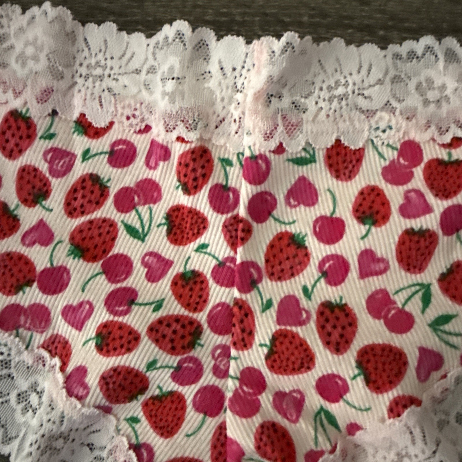 Pink By Victoria’s Secret, Small Pink Lace, Trim, Fruits, Cheeky Panties