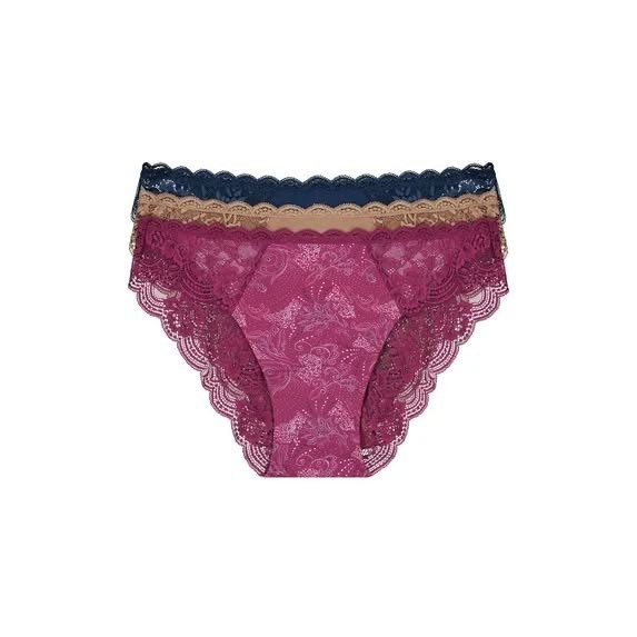 Joyspun Women’s Microfiber and Lace Cheeky Panties, 3-Pack XS TO XXXL