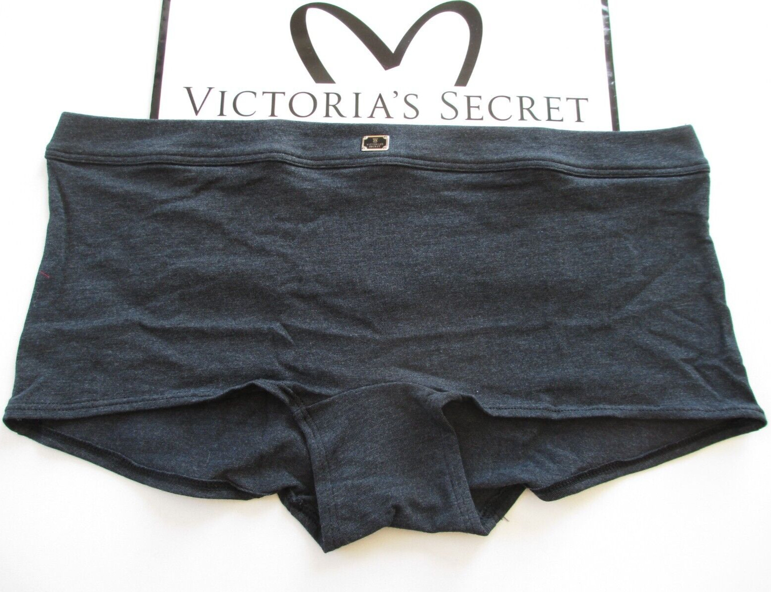 VICTORIA’S SECRET Cotton Boyshort Panty S XL Gray Heather NWT Hardware Patch VS