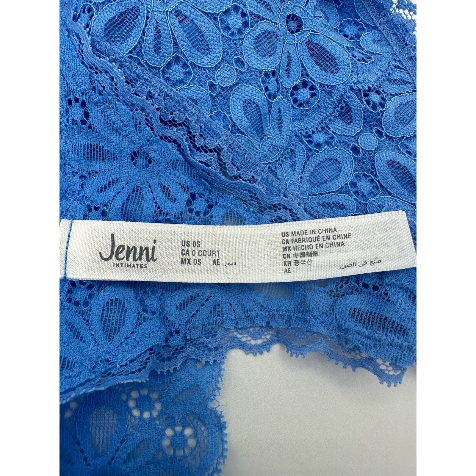 Jenni Plus Women’s Lace Thong Underwear, Blue, O/S 1X-3X