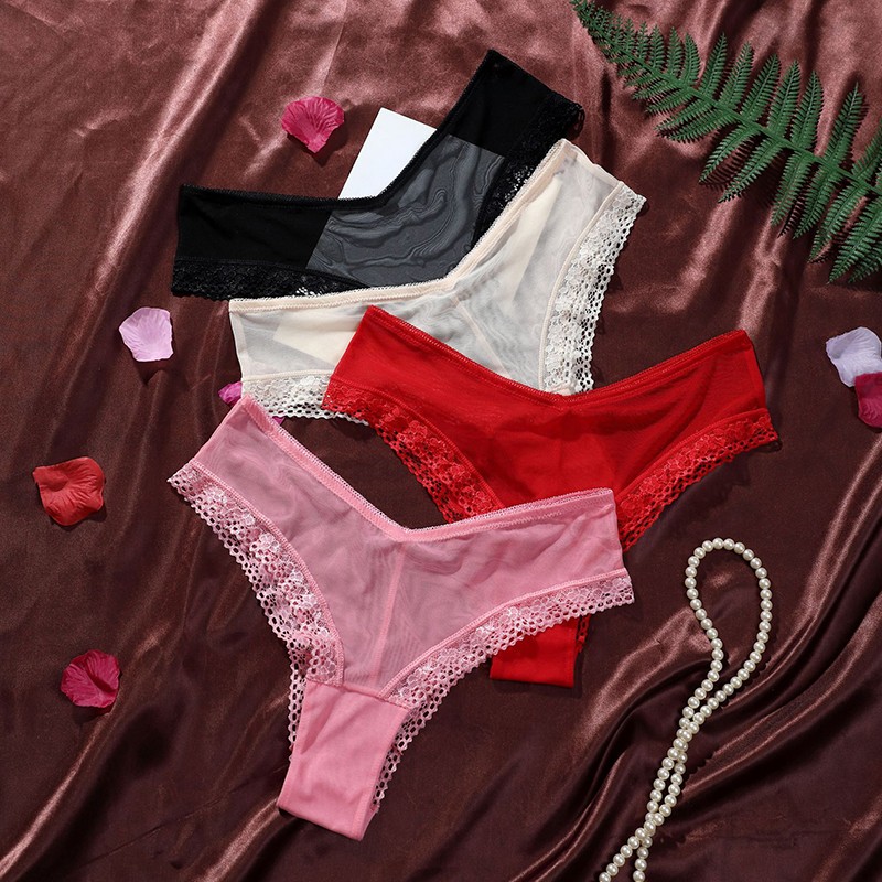 6 Pack Lot Sexy Womens See Through Sheer Panties Underwear V cut Briefs Lingerie