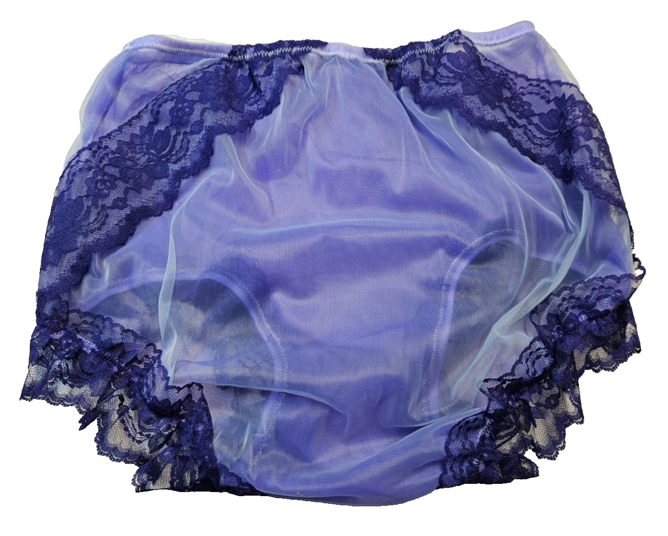 2 Layer BLUE & PURPLE SHEER Nylon Bloomer SISSY PANTY Men Women 27-42 Waist **