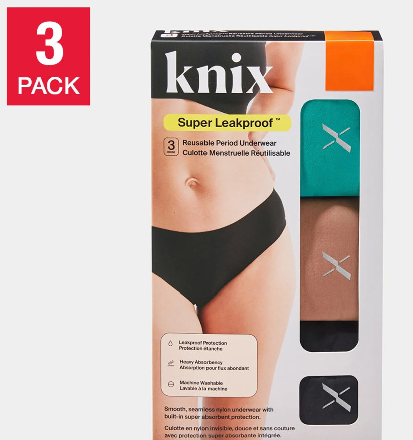 “Knix Super Leakproof Bikini Period Underwear 3-Pack New M L XL 2XL Reusable