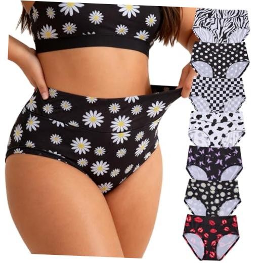 Women’s Underwear Plus Size Briefs XL-5XL High Waisted 3X-Large Hbxl 7pcs