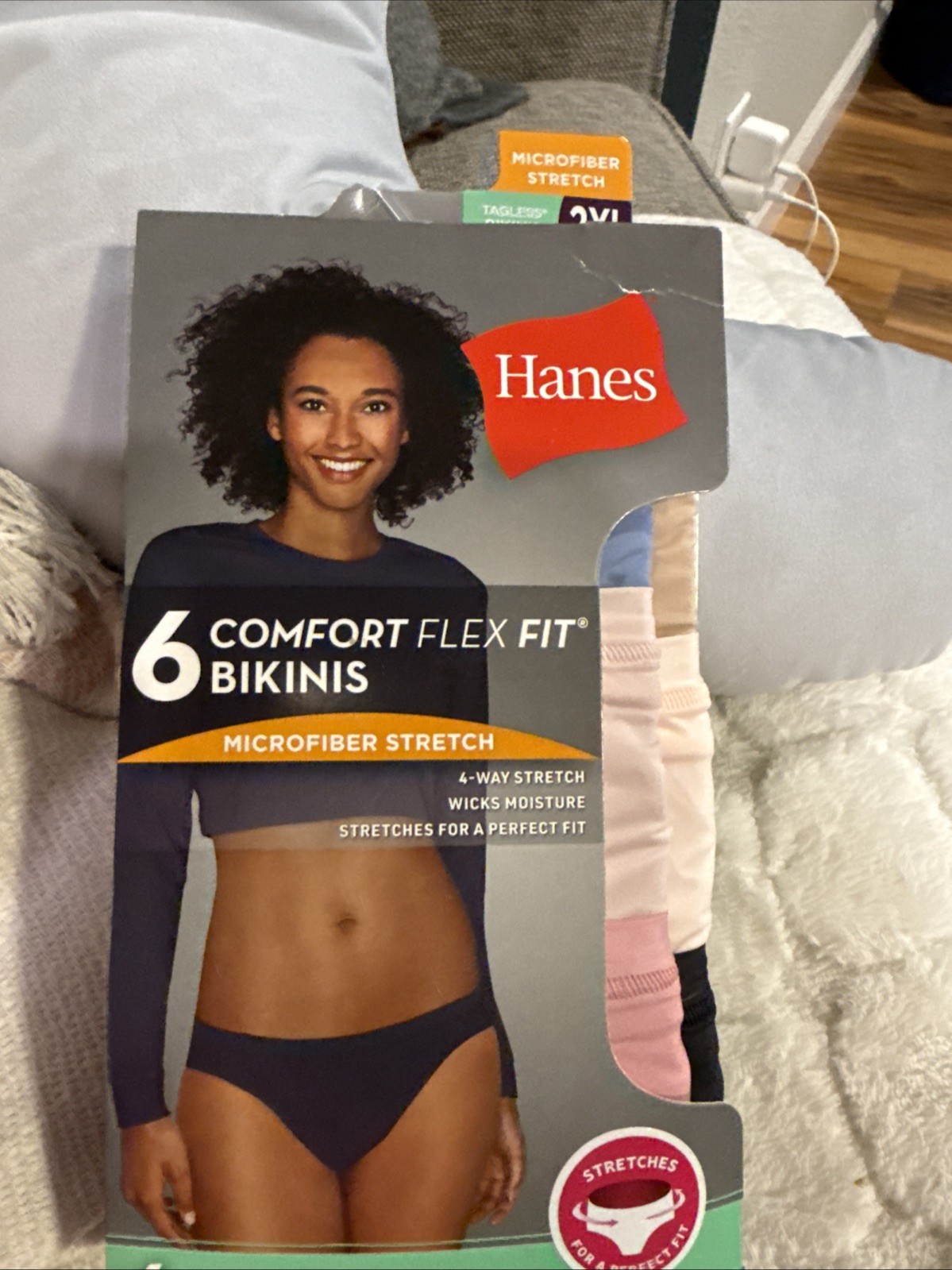 Hanes Comfort Flex Fit Microfiber Stretch Modern Bikinis Panties 6-Pack 2XL New