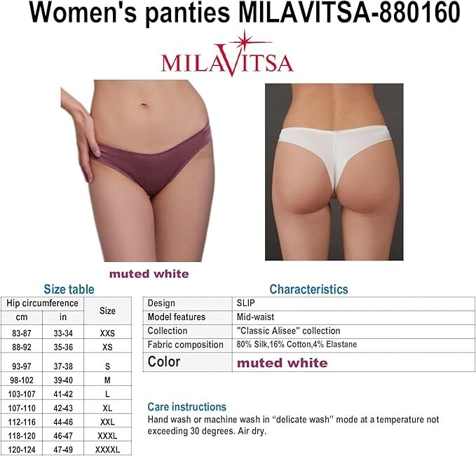 Victoria Bella MILAVITSA-880160 Women’s panties, TANGA, silk, mid-waist, Alisee