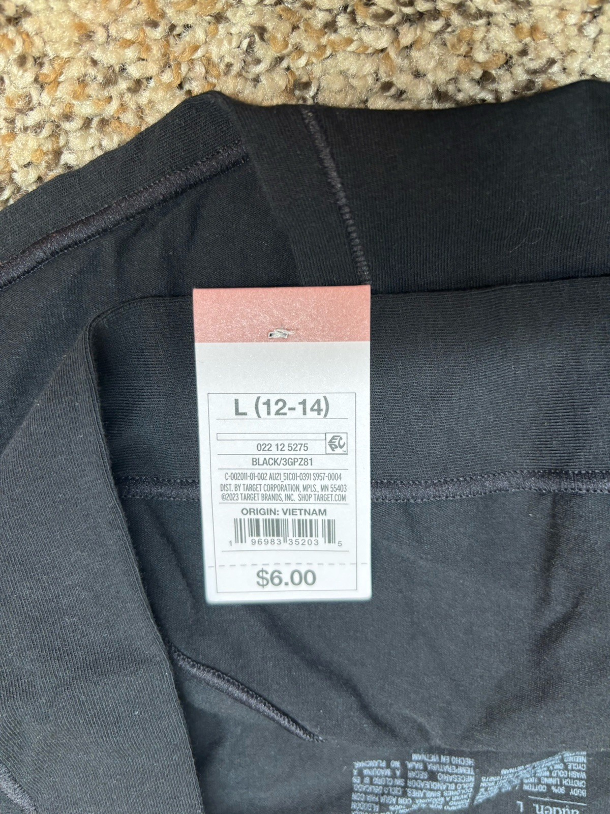 Auden Black Cotton Blend Bikini Panty. Size: Large (12-14).