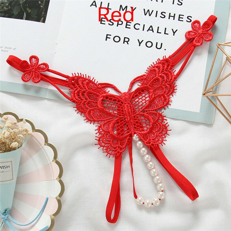 Womens Sexy Crotchles Pearl Panties Thong G string Lingerie Lace Underwear Brief
