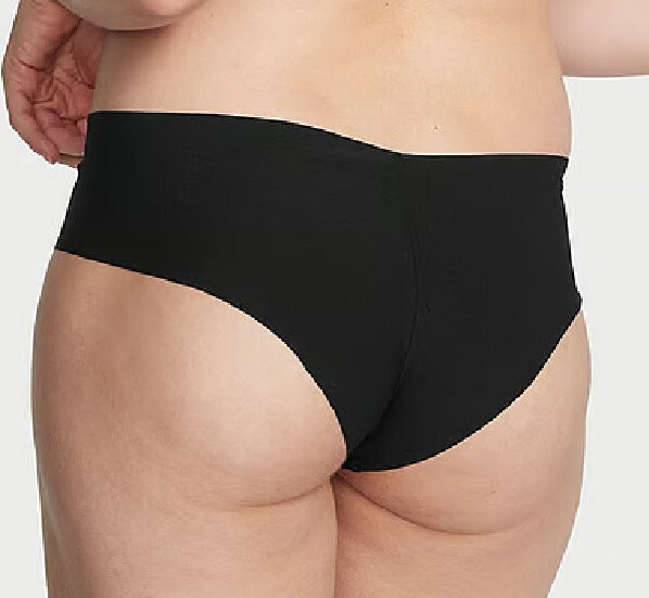 XL NOIR Black GOLD VS LOGO Victorias Secret Smooth Edge No Show Cheeky Pantie