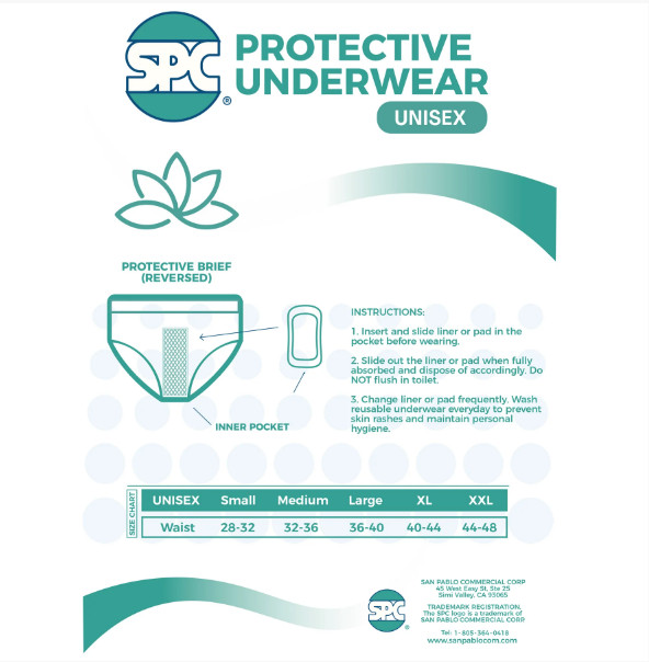 Incontinence Panties Protective Leak Proof Pouch Cotton Washable Reusable 4 XL