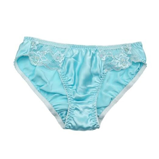 Silk Panties for Women Lace Sexy Cheeky Classic Underwear Medium Lake Blue