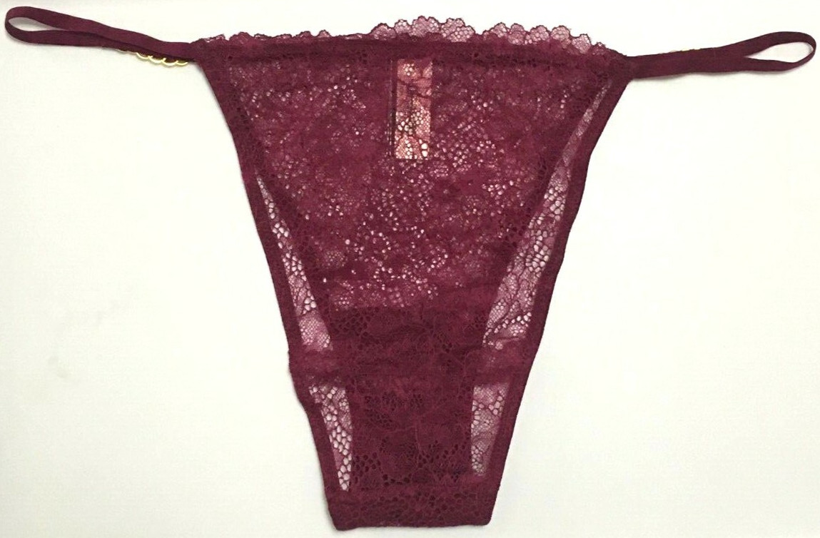Victorias Secret Sexy Pink Rouge Lace & Ring Hardware Brazilian Panties Size XL