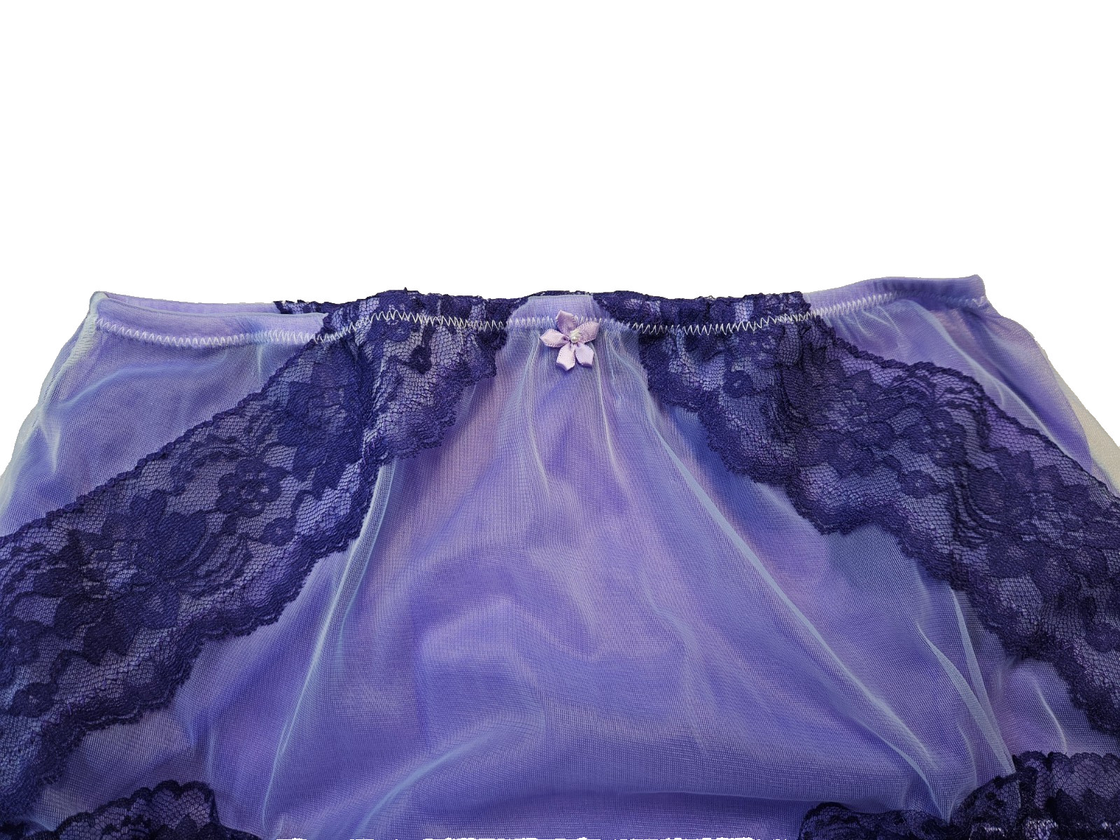 2 Layer BLUE & PURPLE SHEER Nylon Bloomer SISSY PANTY Men Women 27-42 Waist **