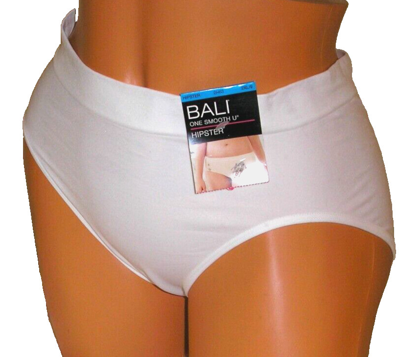Bali One Smooth U No Panty Lines White Hipster Panties Lingerie, Sz 9 2XL