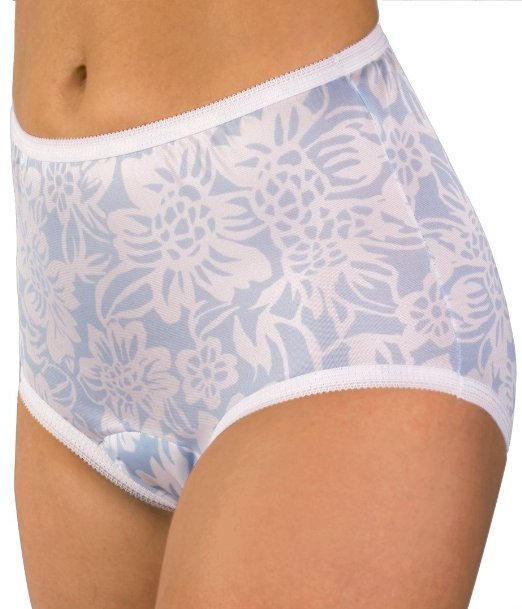 WEAREVER 100% Polyester Blue/White Floral Print Sanitary Brief Plus Size 4XL