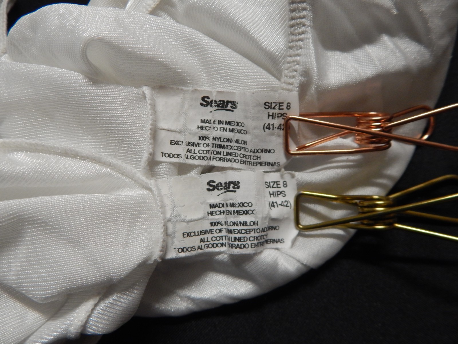 Lot of 2 Sears Vintage White Nylon Full Coverage Silky Size 8 Hips (41-42)