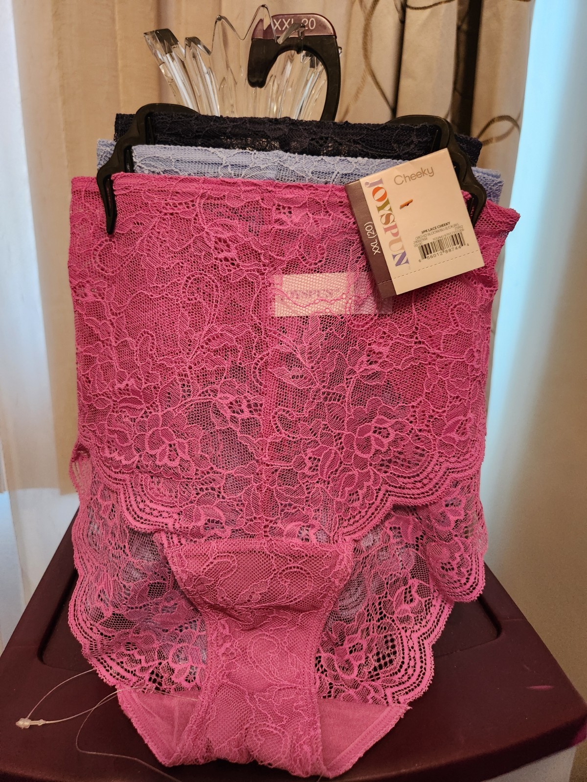 Joyspun Women’s Lace Cheeky Panties 3 Pair Brand New Pretty Floral XXL 20