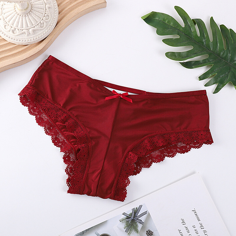 4 Pack Lot Sexy Womens Ice Silky Panties Brief Ladies Lace Underwear Lingeries