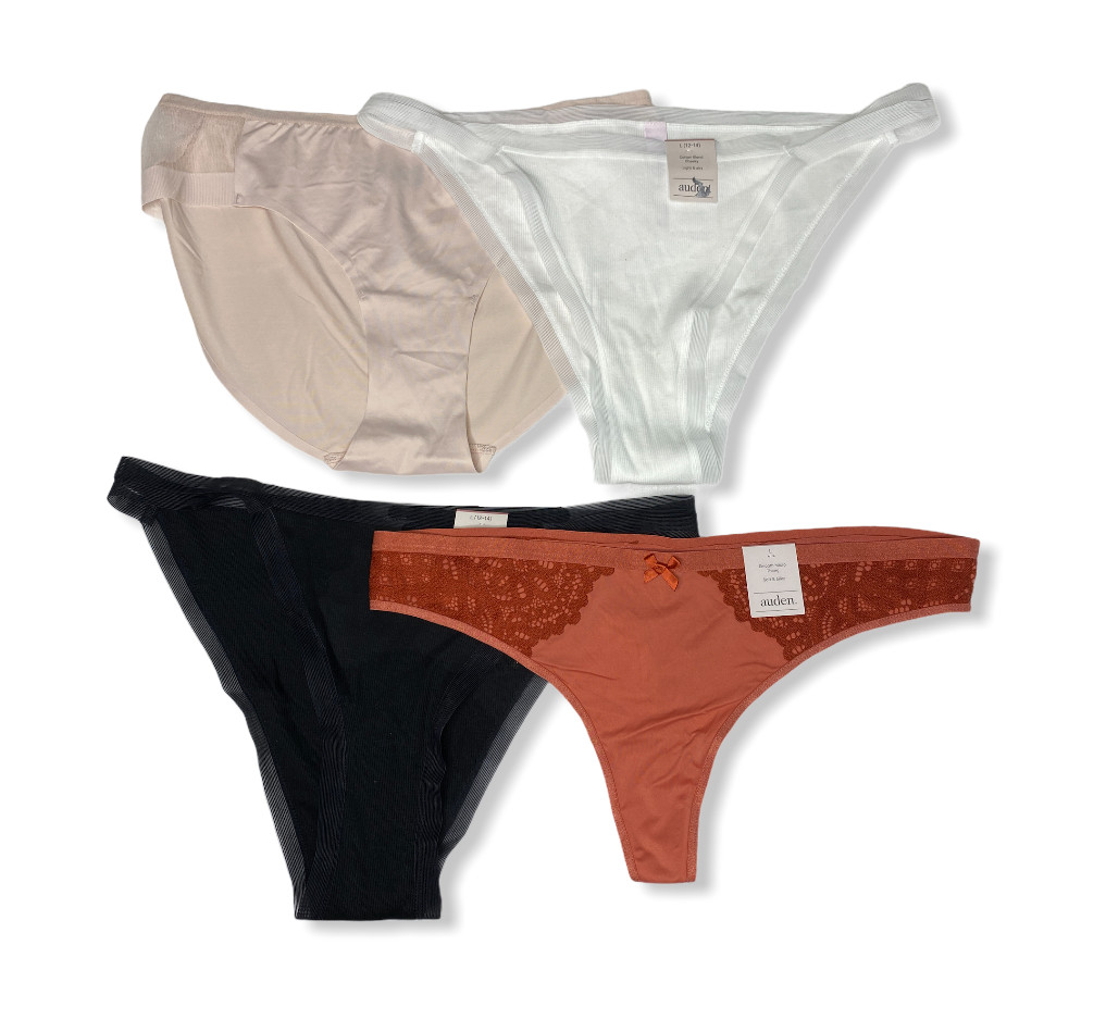 Women’s 4pk Assorted Styles & Colors Underwear – Auden – Size L (12-14) – S717
