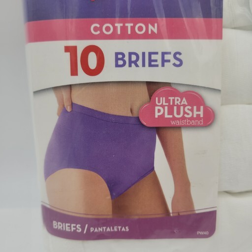 Hanes Women’s Cotton Brief Panties Size 9 White 10 Pack Cool Comfort Tagless NEW