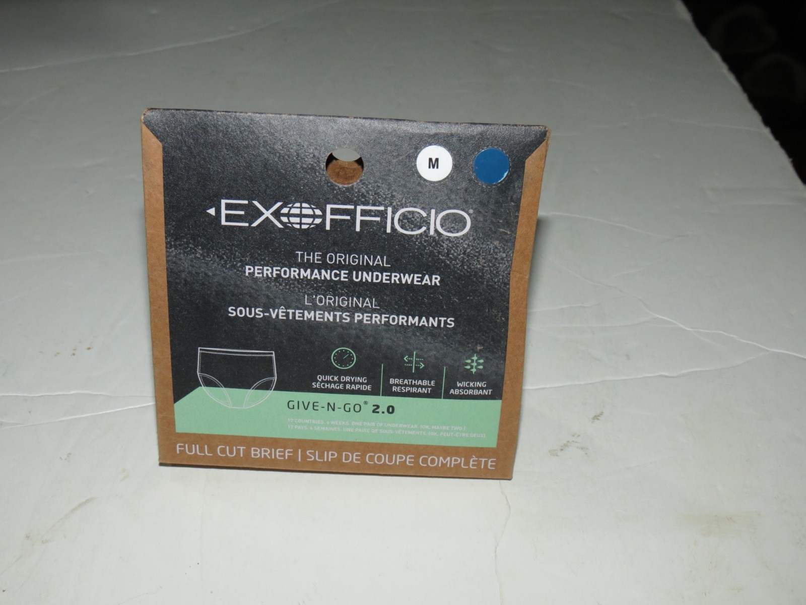 t1 ExOfficio Womens Size M Give-N-Go 2.0 Full Cut Brief Travel Underwear Blue