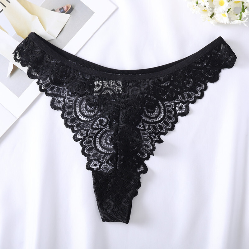 5PCS/LOT Sexy Womens Lace Thong Panties Brief Sheer High Cut Underwear Lingeries