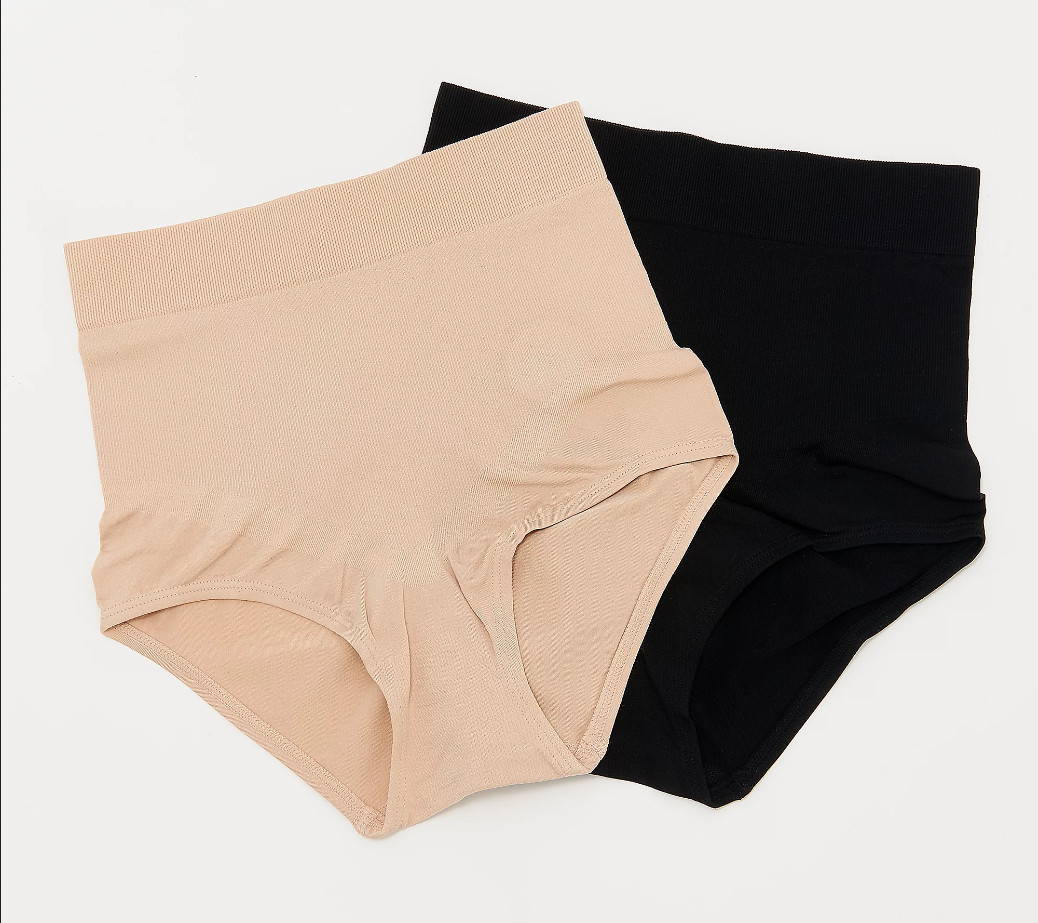 Breezies Seamless Shaping Brief Set of 2-Black/Sunbeige-Small A392223 NEW