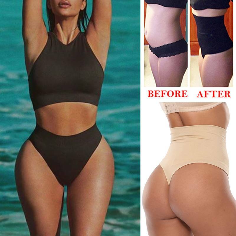 Women’s Boned Tummy Control Body Shaper High-Waist Trainer Thong Panty Shapewear