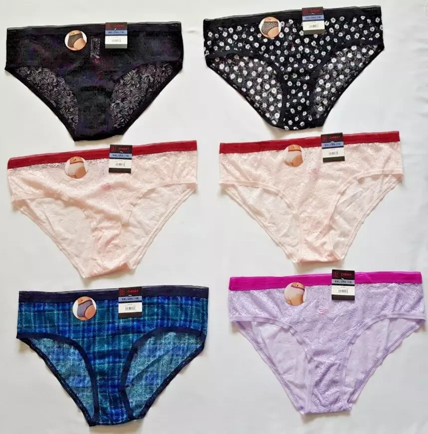 No Boundaries Cheeky Panties Allover Lace Size XXL(19) Multicolor (LOT OF 6)