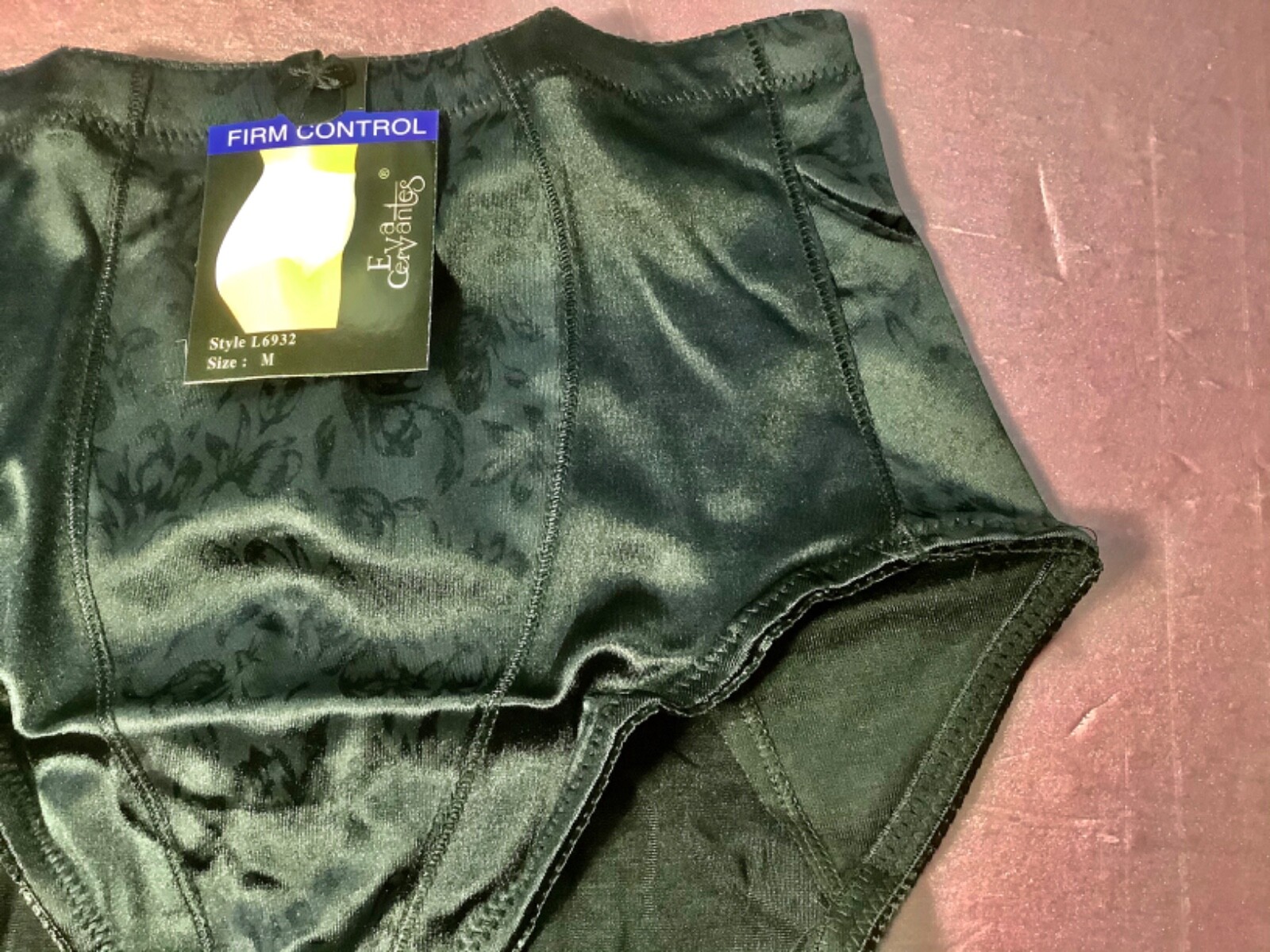Women Panties,Briefs”Eva Cervantes”Size M. Black Soft shiny Satin W/decoration