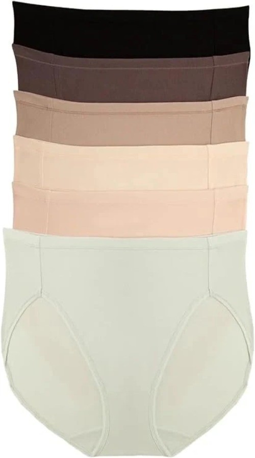 NWT Felina Women’s S Super Stretch Cotton Hi-Cut Briefs 6-Pack Multi-Color B0578