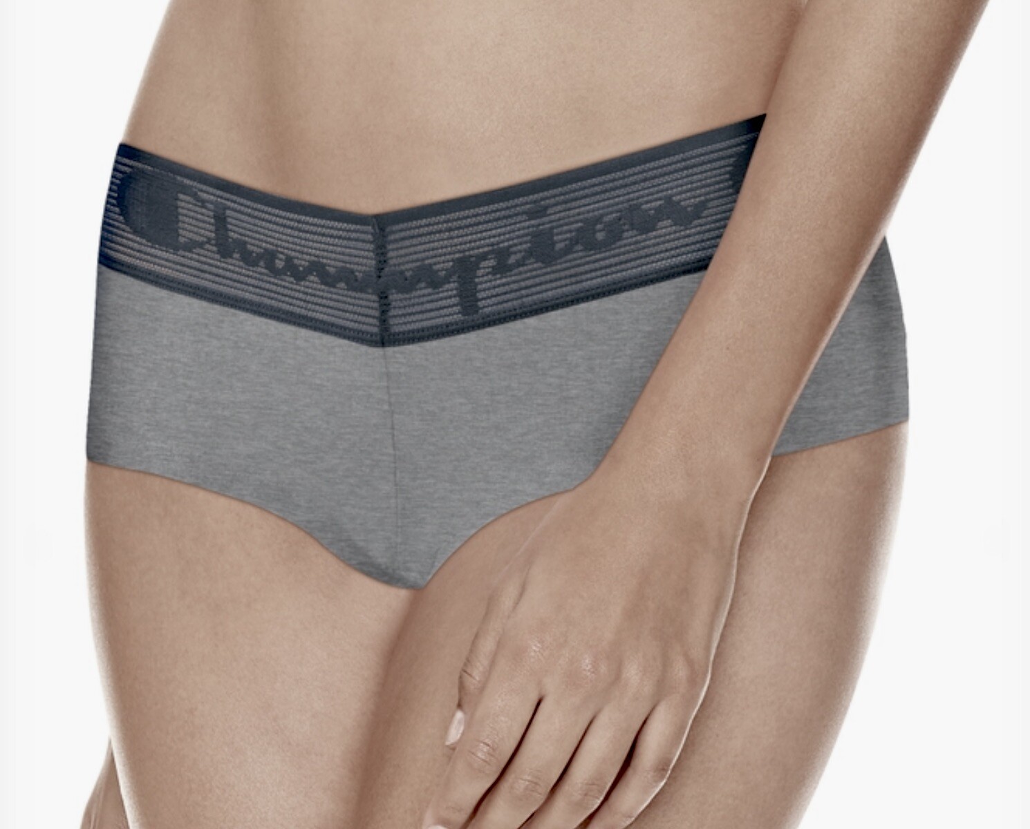 CHAMPION Wide Lace Logo Waistband Grey Girl BoyShort Panty Womens S M L XL 2XL
