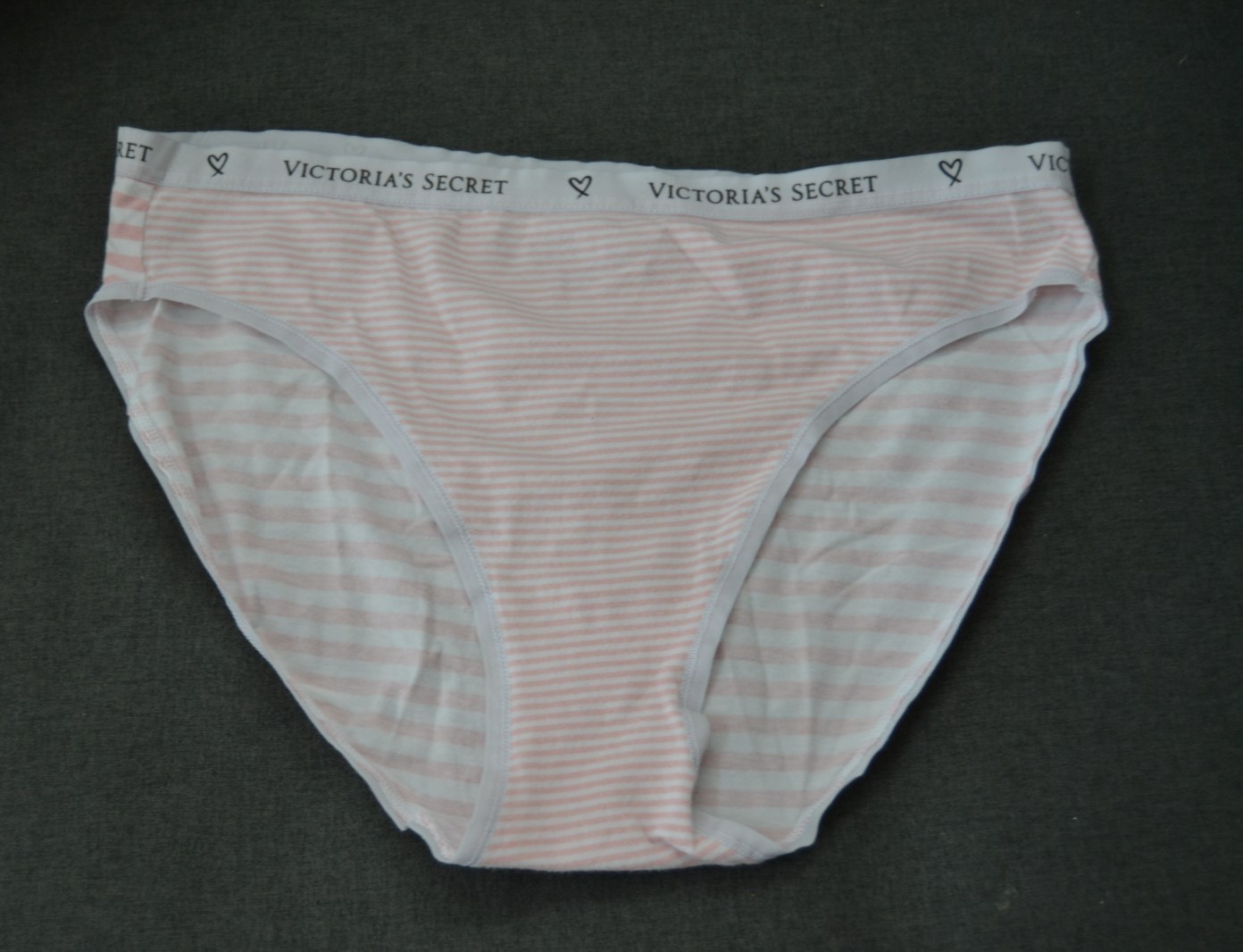 Vtg Victoria’s Secret STRIPED PASTEL PINK Cotton Size M Signature HIGH-LEG BRIEF